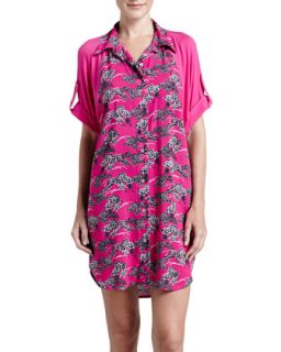 Womens Bonsai Print Sleepshirt, Pink/Gray   Josie   Pink/Grey (SMALL)