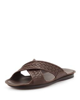 Mens Cross Woven Sandal, Brown   Bottega Veneta   Brown (43/10D)
