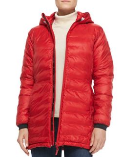 Womens Camp Hooded Mid Length Puffer Jacket, Red   Canada Goose   Red (MEDIUM)