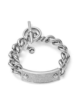 Pave Plaque Toggle Bracelet, Silver Color   Michael Kors   Silver