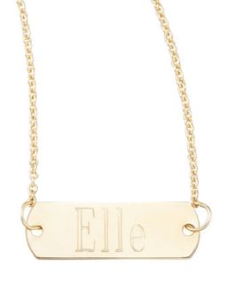 Personalized Gold Bar Pendant Necklace, 26   Zoe Chicco   Gold