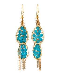 Quartz Beaded Chain Drop Earrings, Turquoise   Panacea   Turquoise/Blue