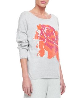 Womens Sequin Dolman Sleeve Sweater   Joan Vass   Soft grey (3 (14/16))