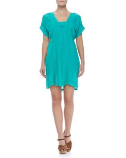 Womens Victorian Pintucked Georgette Dress   Johnny Was Collection   Teal