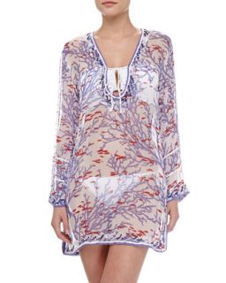 Womens Candy Reef Long Sleeve Tunic Coverup   Letarte   Multi (LARGE)