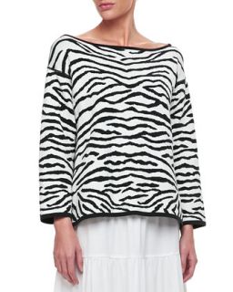 Womens Reversible Animal Print Pullover Sweater, Petite   Joan Vass  