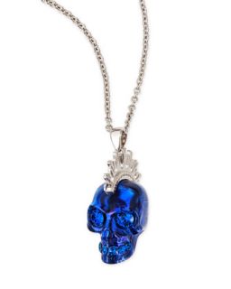 Plexi Punk Skull Pendant Necklace, Blue/Silvertone   Alexander McQueen  