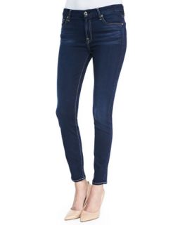 Womens Lux Night Mid Rise Ankle Cropped Skinny Leg Jeans   7 For All Mankind  