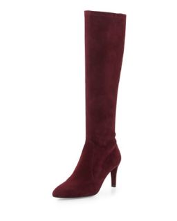 Coolboot Stretch Suede Boot, Bordeaux (Made to Order)   Stuart Weitzman  