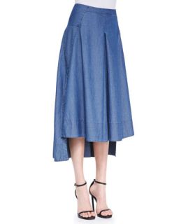 Womens Chambray Seamed Paneled Skirt   Robert Rodriguez   Blue chambray (2)