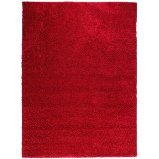Plain Solid Shag Red Well woven Area Rug (33 X 53)