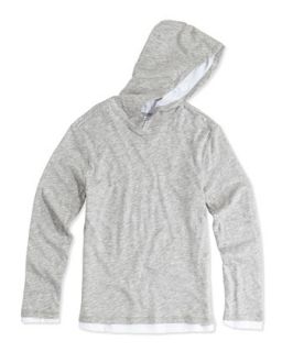 Double Layer Hoodie, Gray, 4 7   Vince