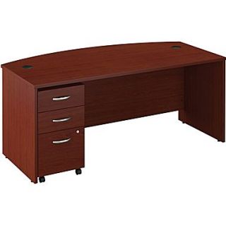 Bush Westfield Bow Front Desk w/ 3 drawer File, Cherry Mahogany, Fully assembled