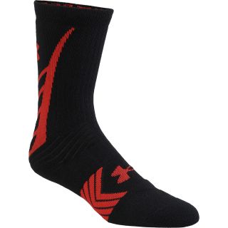 UNDER ARMOUR Mens Undeniable Crew Socks   Size L, Black/red