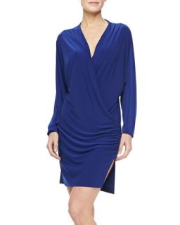 Womens Daphne Long Sleeve Jersey Coverup Dress   Norma Kamali   Cobalt