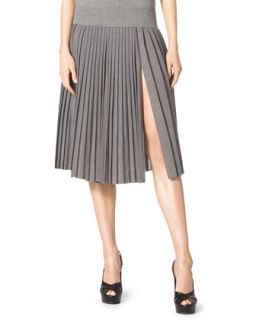 Womens Pleated Wool Skirt   Michael Kors   Banker melange (4)
