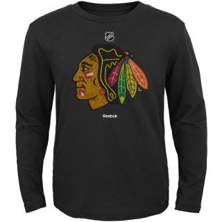 REEBOK Youth Chicago Blackhawks Distressed Logo Long Sleeve T Shirt   Size