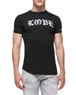 Mens Love/Hate Jersey Tee, Black   Dsquared2   Black (X LARGE)