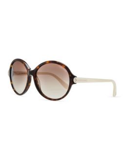 Plastic Oval Sunglasses, Brown/Ivory   Tom Ford   Brown