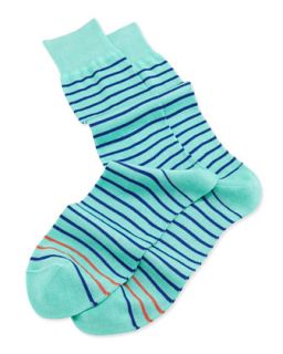Mens 2 Stripe Knit Socks, Mint   Paul Smith   Mint