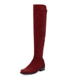 50/50 Wide Suede Stretch Over the Knee Boot, Scarlet   Stuart Weitzman  