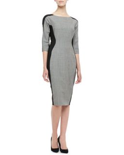Womens Long Sleeve Side Panel Dress   Lela Rose   Gingham (gray) (8)