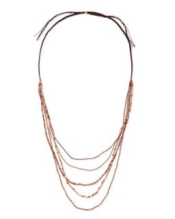 Beaded Multi Strand Necklace, Brown/Pink/Bronze   Nakamol   Pink