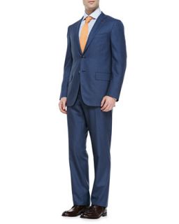 Mens Check Two Button Suit, Blue/Gray   Isaia   Gray (41L)