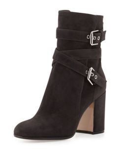 Belted Suede Ankle Boot, Piombo (Lead)   Gianvito Rossi   Piombo (37.0B/7.0B)
