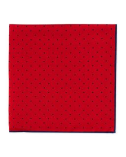 Mens Dot Print Pocket Square, Red/Navy   Red w nvy