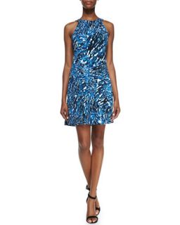 Womens Sleeveless Blouson Printed Dress   Ali Ro   Surf blue/Black (4)