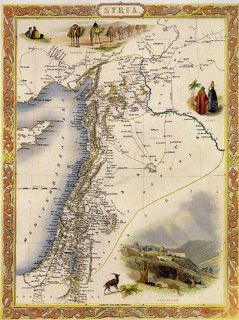 1800'S SYRIA ARAB CAMEL DAMASCUS JERUSALEM MAP LARGE VINTAGE POSTER REPRO   Syria Posters