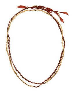 Beaded Braided Ribbon Necklace, Red/Gold   Nakamol   Red