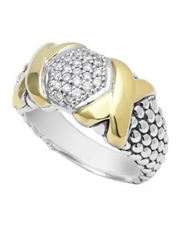 Silver & 18k Diamond Lux Ring, 10mm   Lagos   Silver/Gold (7)
