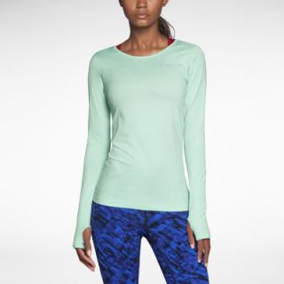 Nike Dri FIT Knit Long Sleeve Womens Running Shirt   Medium Mint