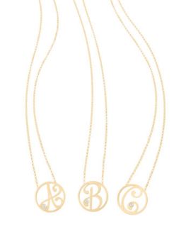Mini Single Initial Diamond Necklace, Yellow Gold, 18   K Kane   B