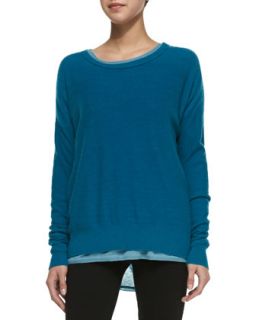Womens Long Sleeve Cashmere Sweater   Vince   Peacock (MEDIUM)