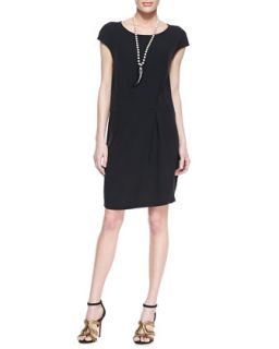 Womens Silk Cap Sleeve Shift Dress   Eileen Fisher   Black (XS (2/4))