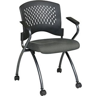 Office Star Proline II Fabric Deluxe Folding Chair with Ventilated Plastic Back, Gray