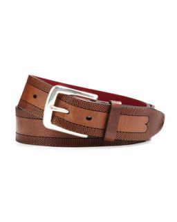Mens Perforated Belt with Red Lining, Light Brown   Remo Tulliani   Red (40)
