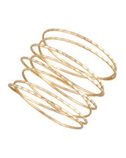 Golden Stacked Spiral Bracelet   Chamak by Priya Kakkar   Gold