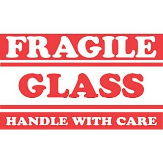 Tape Logic Fragile Glass Handle with Care Shipping Label, 3 x 5, 500/Roll
