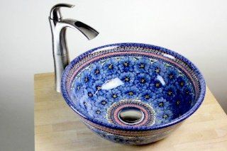 Polish Pottery Blue Art Vessel Sink   Prints