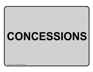 Concessions Sign NHE 9670 BLKonPRLGY Information  Business And Store Signs 