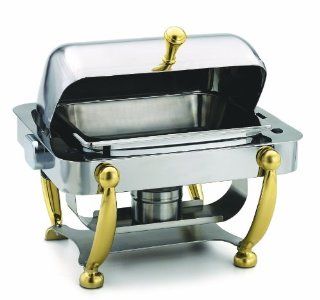 Alegacy AL530A Stainless Steel Savoir Half Size Dome Cover Chafing Dish with Brass Legs, 17 by 15 1/8 by 15 5/8 Inch Kitchen & Dining