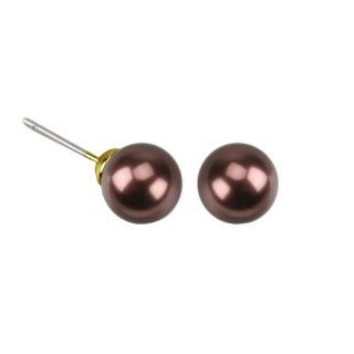 Chocolate Simulated Pearl Stud Earrings (10mm) Jewelry