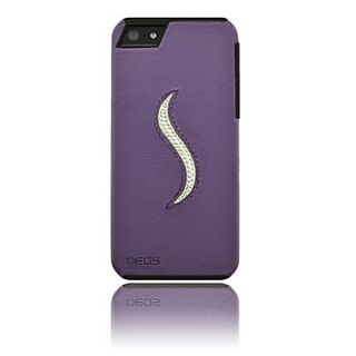 Deos SWAROVSKI Leather Case With White Crystal Vertical Wave For iPhone 5, Purple