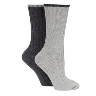Pack of two grey and dark grey thermal socks