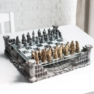 3D Roman Gladiator Pewter Chess Set   Chess Sets