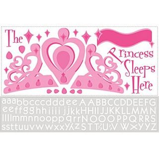 RoomMates Princess Sleeps Here Peel and Stick Giant Wall Decal with Alphabet, 18 x 40, 9 x 40